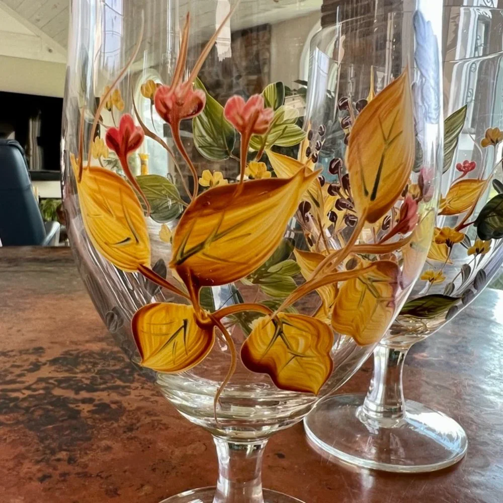4 Floral Glasses/Goblets
